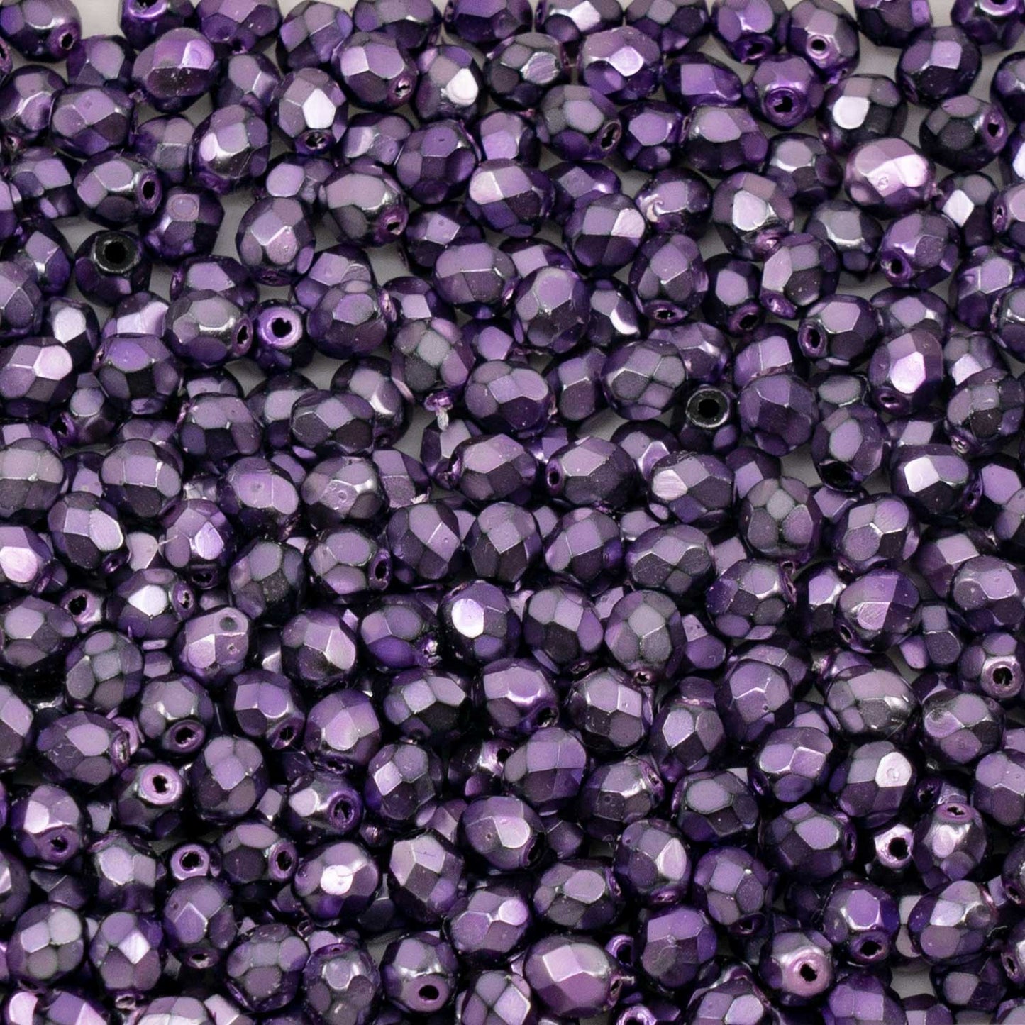 OUTLET Faceted Round Fire Polished Beads, 6 x 6 mm, Black Metallic Purple (23980-72122), Glass, Czech Republic