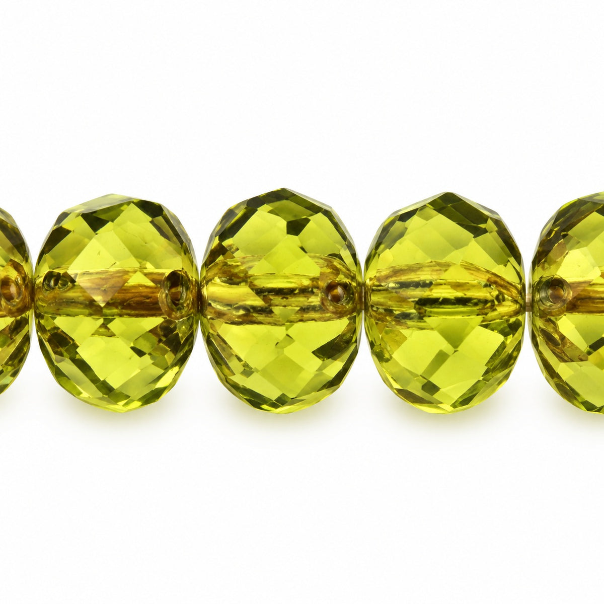 Special Cut Faceted Fire Polished Beads, Transparent Green Stain Strong (50220-86805), Glass, Czech Republic