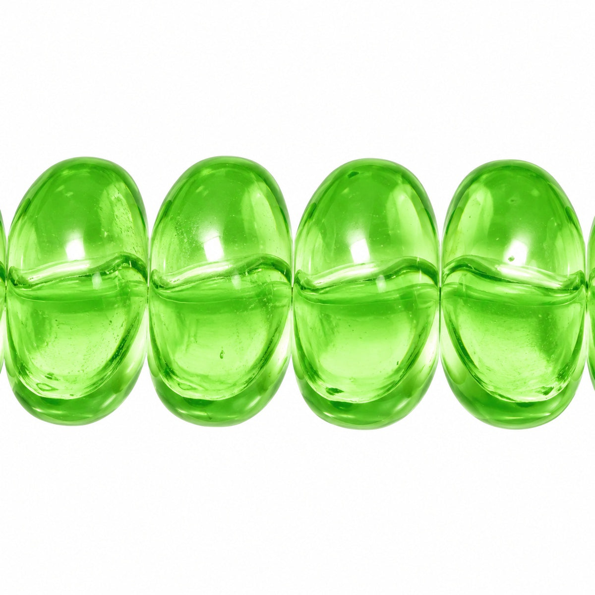 Pressed Rondelle Beads, Transparent Green (50510), Glass, Czech Republic