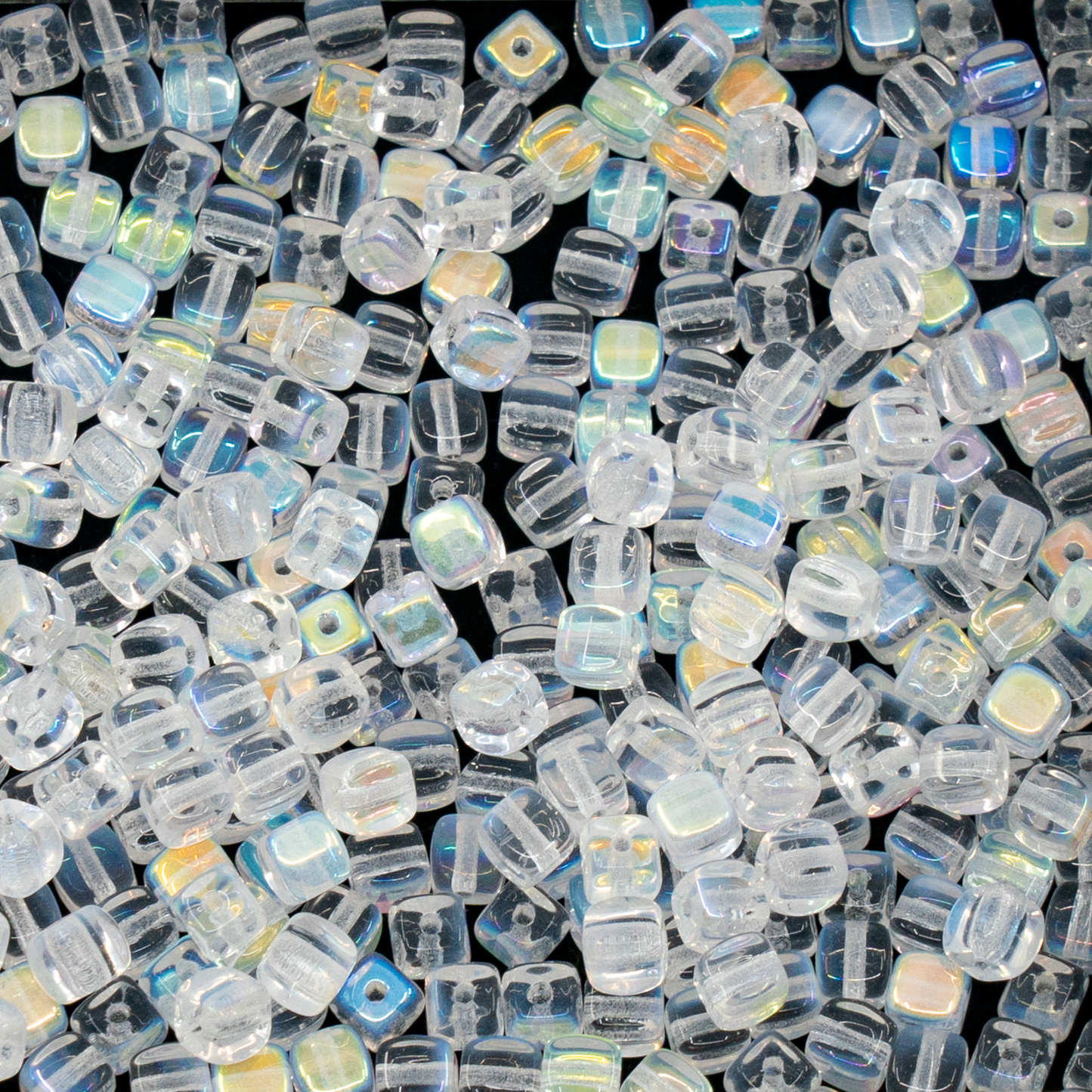 OUTLET 250g Cube Beads, 4 x 4 mm, Crystal Ab (00030-28701), Glass, Czech Republic