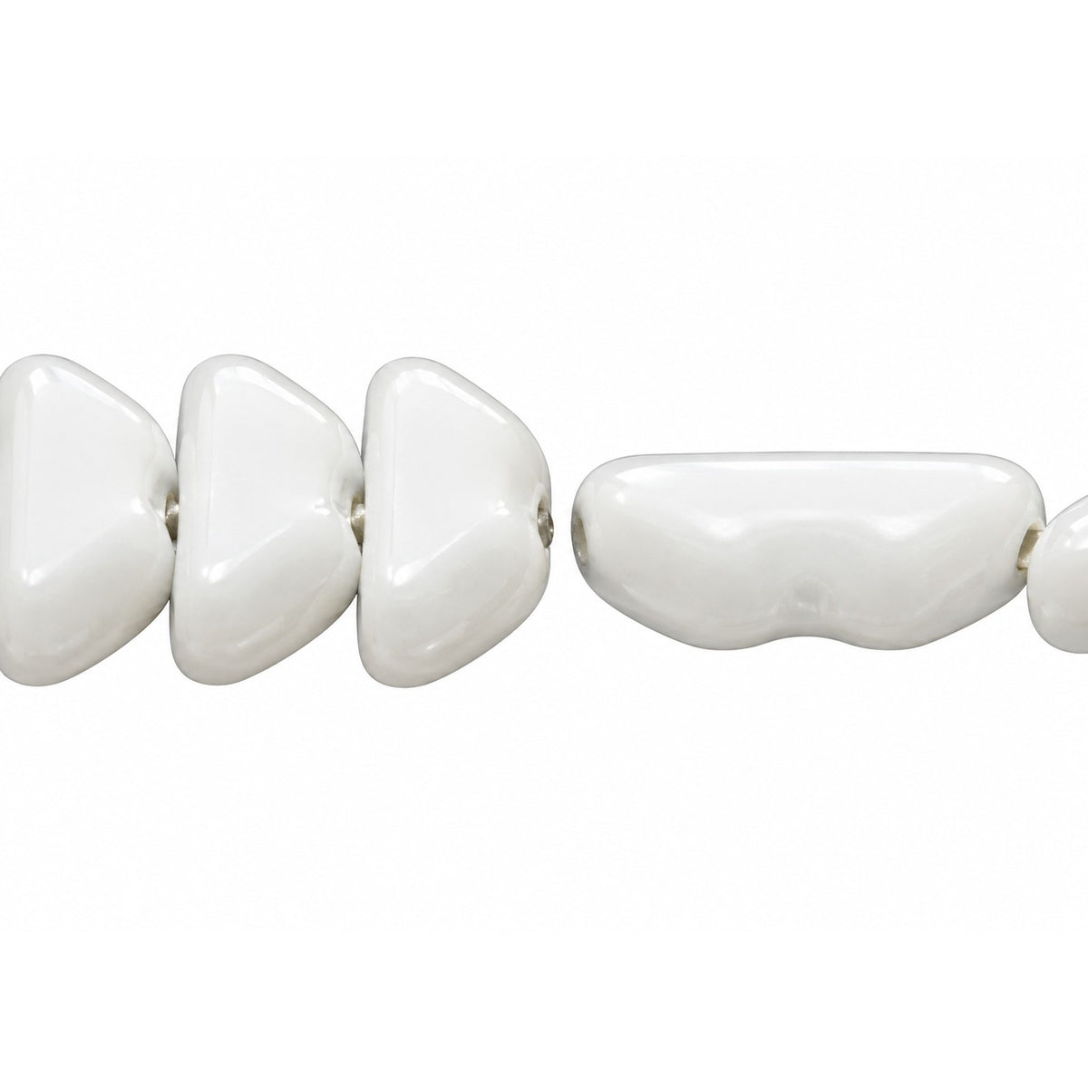 3-Hole Pressed Beads, Chalk White (3000), Glass, Czech Republic