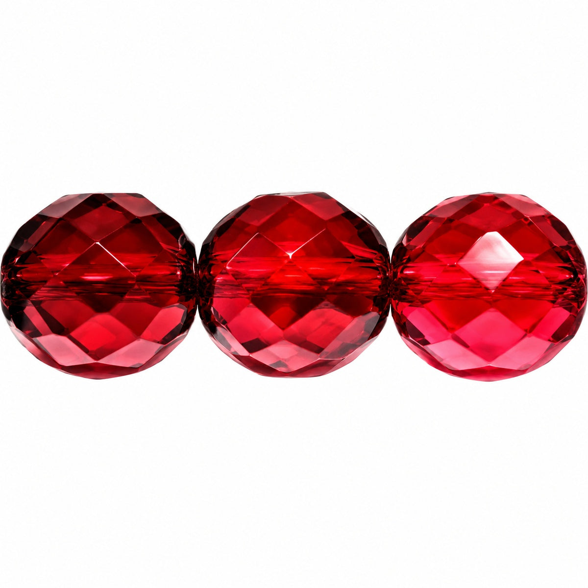 Faceted Round Fire Polished Beads, Transparent Red (70350), Glass, Czech Republic