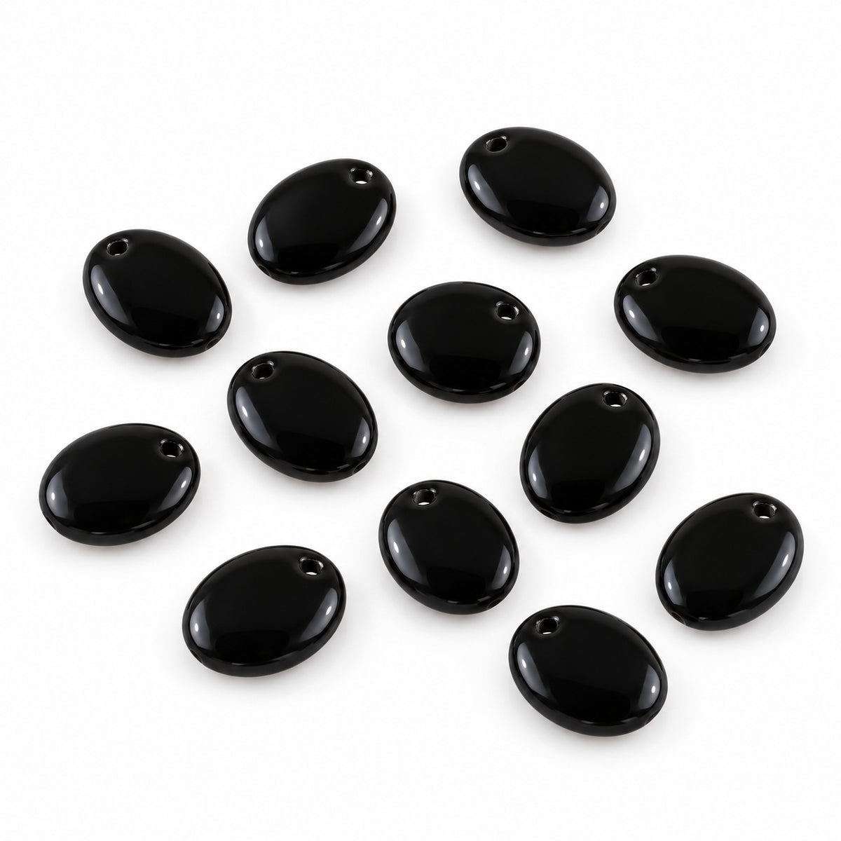 Oval Lentil Beads, Black (23980), Glass, Czech Republic