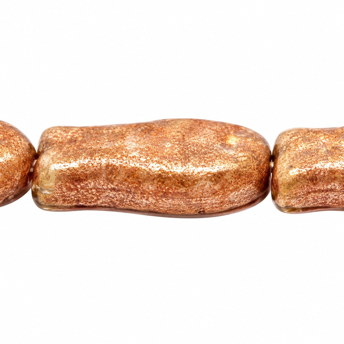 Simple Fish Pressed Beads, Chalk White Travertin Copper Lined (03000-86800-54307), Glass, Czech Republic