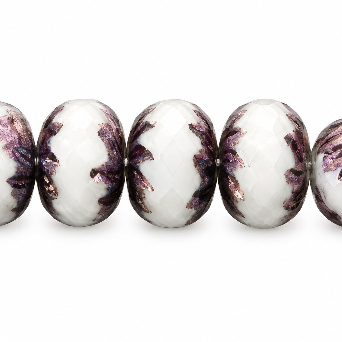 Special Cut Faceted Fire Polished Beads, Chalk White Bronze (03000-14415), Glass, Czech Republic