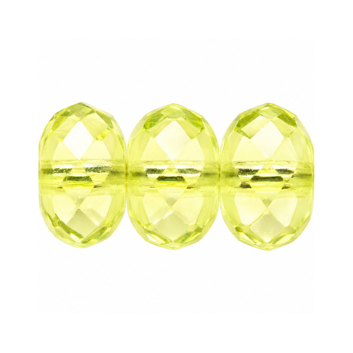 Special Cut Faceted Fire Polished Beads, Transparent Green (50210), Glass, Czech Republic