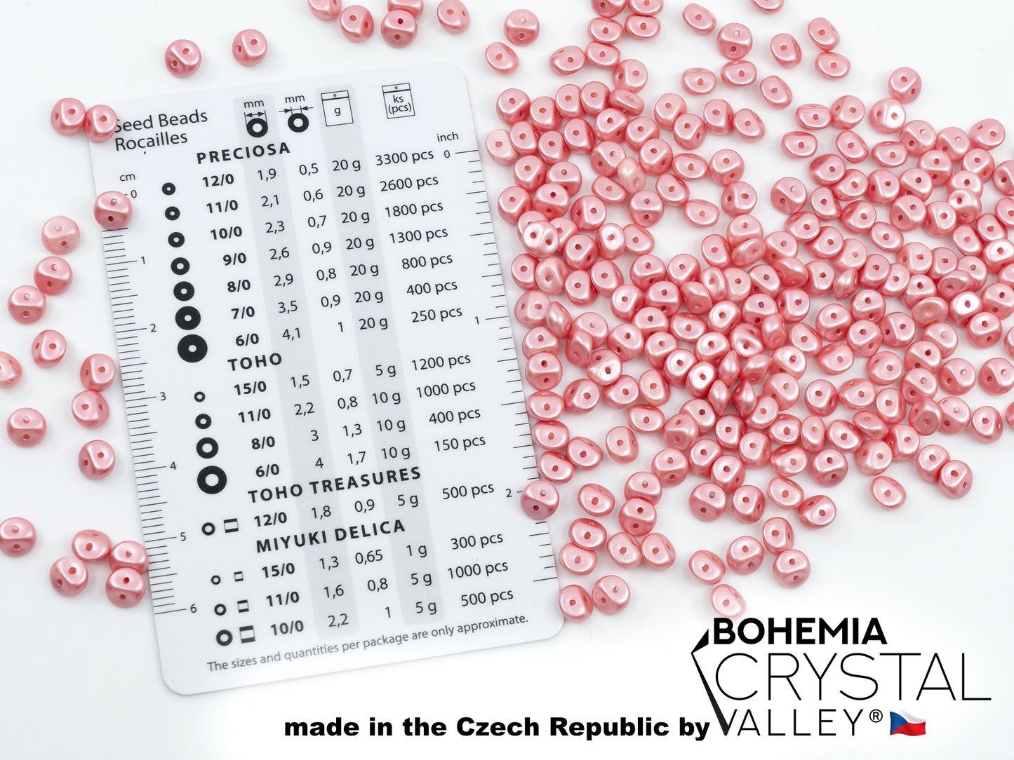 Es-o 2穴ラウンドビーズ(SuperDuoと同様)パステルライトコーラル(25007)、ガラス、チェコ共和国