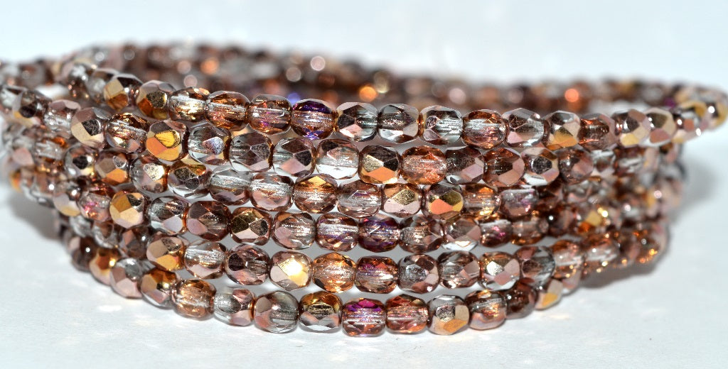 火抛光圆形刻面珠,紫色卡普里金 (27203),玻璃,捷克共和国 ~ STRANDED