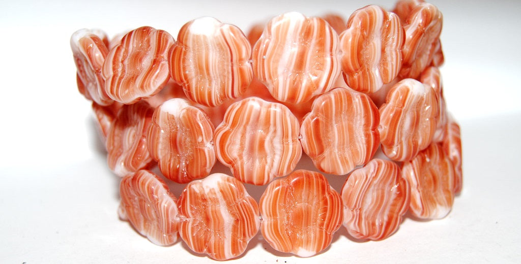 アウトレット 10グラム ラウンドフラットフラワープレスガラスビーズ、18 x 18 mm、グリーンパープル(95000)、ガラス、チェコ共和国