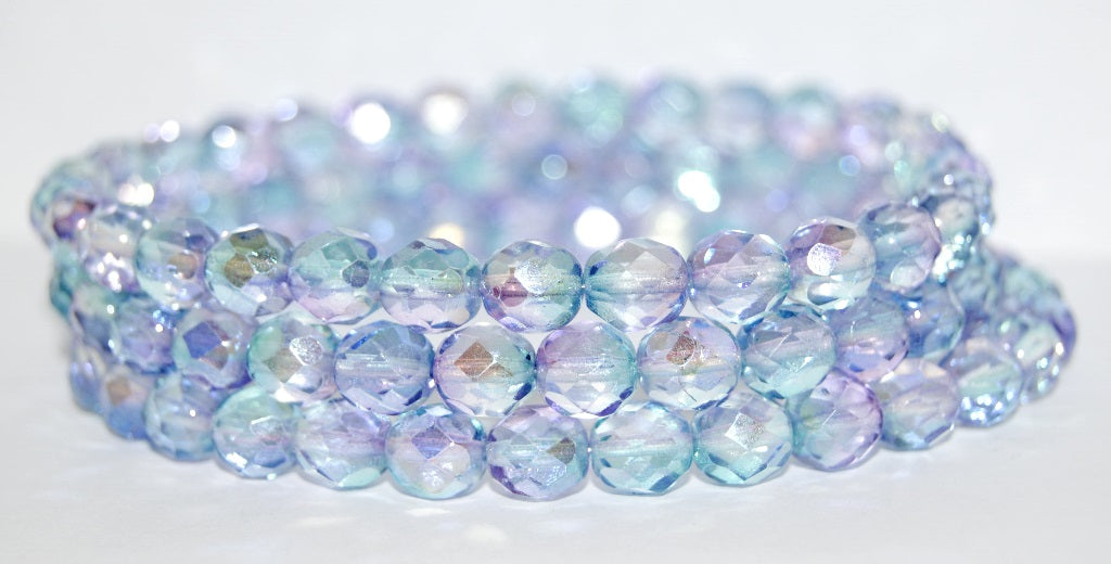 火抛光圆形刻面珠,水晶光泽蓝紫色 (00030-48123),玻璃,捷克共和国