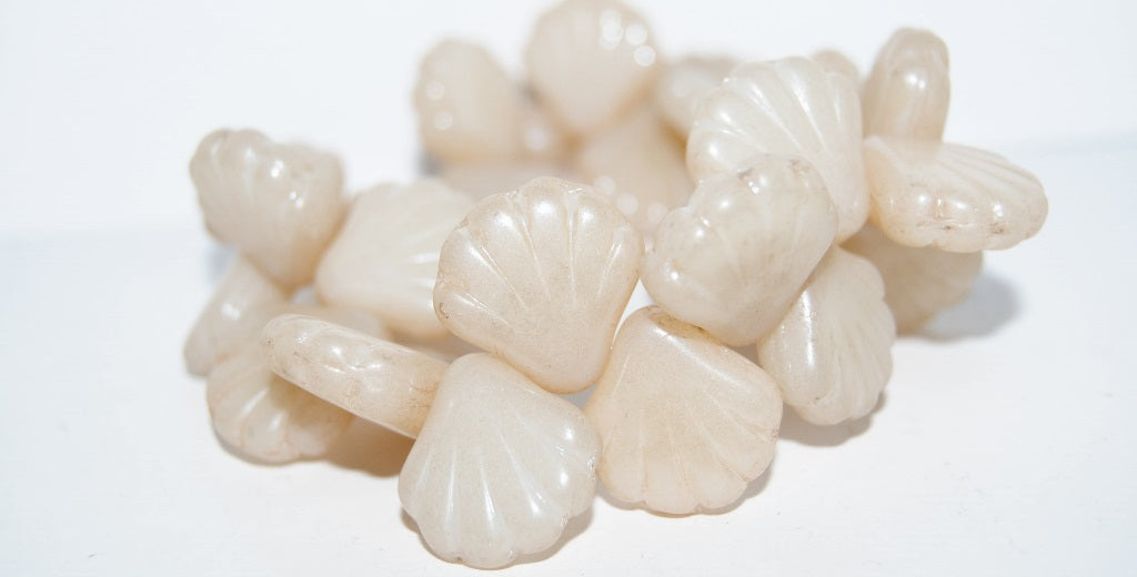 Scallop Seashell Pressed Glass Beads, Luster Brown Full Coated (14413), Glass, Czech Republic