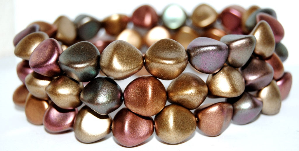 OUTLET 10 grams Pressed Beads, 15 x 15 mm, Yellow Gold Metallic Iris (01620), Glass, Czech Republic