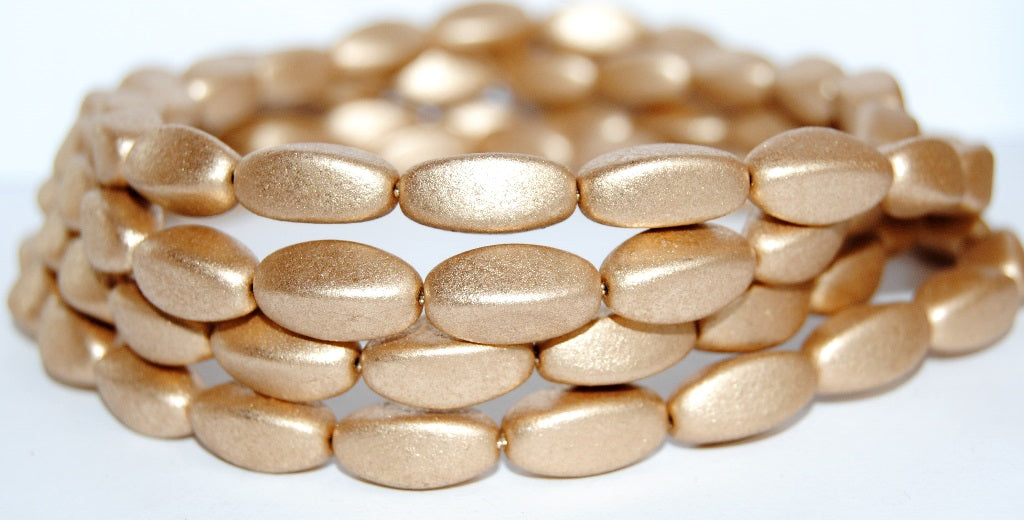 オーバルプレスビーズ、アステカペールゴールド(01710)、ガラス、チェコ共和国