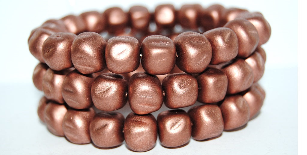 Twisted Round Pressed Glass Beads, Copper (01780), Glass, Czech Republic