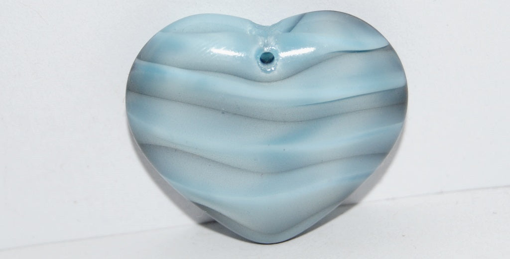 OUTLET 10 grams Heart Beads, 29 x 24 mm, Blue Black (26607), Glass, Czech Republic