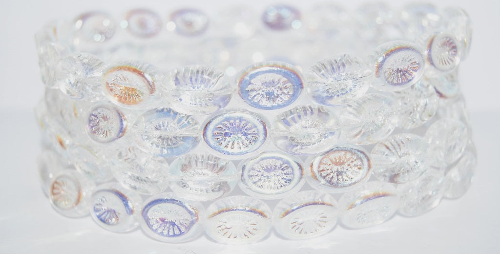 奥特莱斯 10克椭圆形猕猴桃压制玻璃珠,14 x 11毫米,Crystal Ab (00030-28701),玻璃,捷克共和国