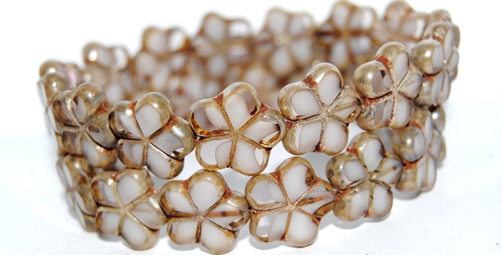 OUTLET 10 grams Table Cut Flower Beads, 17 x 17 mm, Mix Crystal Lavender Picasso (06208-43400), Glass, Czech Republic