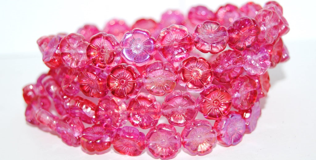 OUTLET 10 grams Hawaiian Flower Beads, 12 x 12 mm, Crystal Glossy Red Pink (00030-48120), Glass, Czech Republic