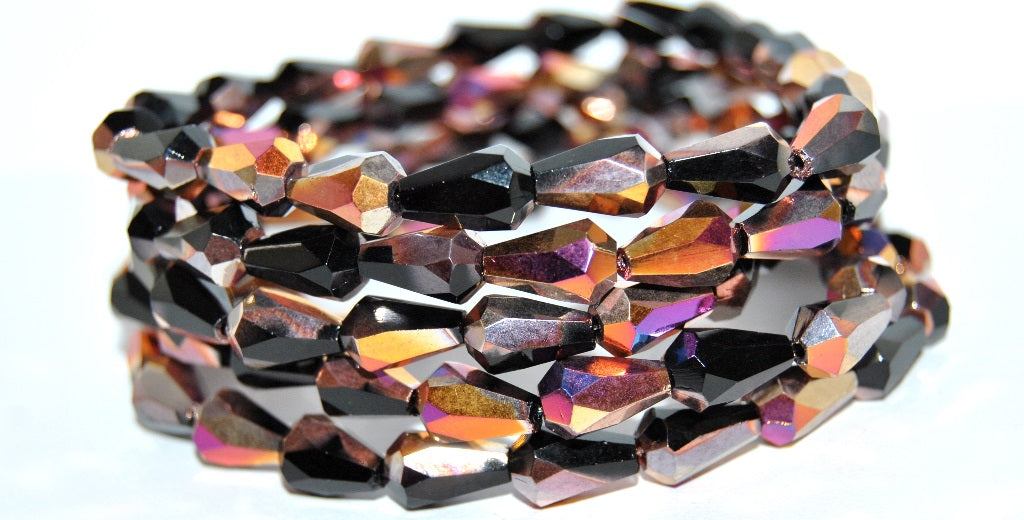 OUTLET 10 grams Oval Faceted Beads, 12 x 8 mm, Black Sliperit (23980-29500), Glass, Czech Republic