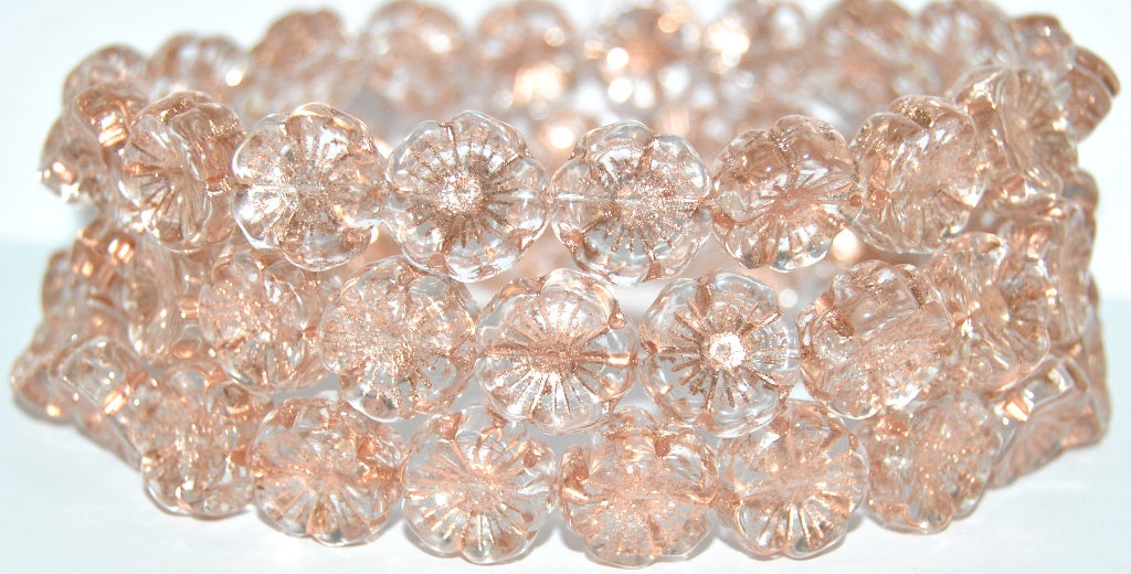 ハワイフラワー プレスガラスビーズ、クリスタル銅張り(00030-54200)、ガラス、チェコ共和国