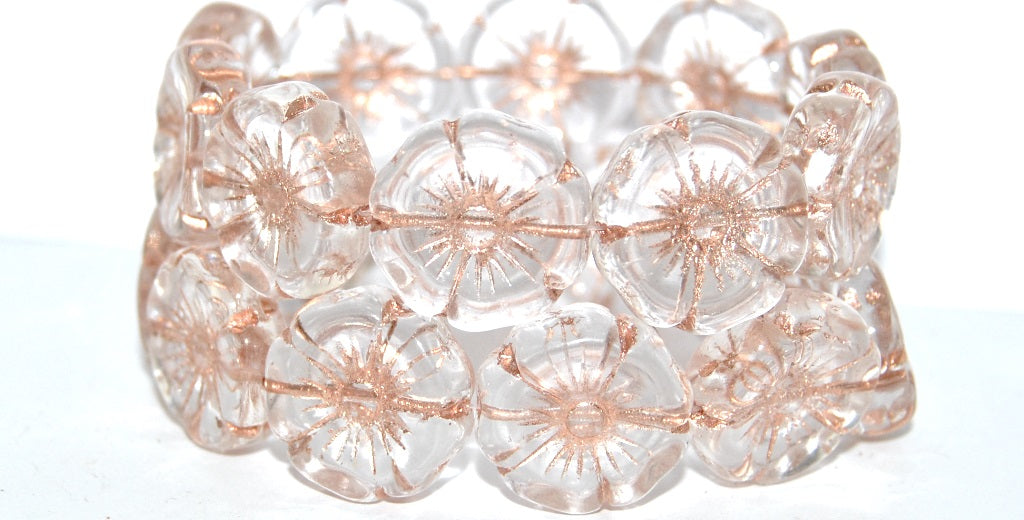 ハワイフラワー プレスガラスビーズ、クリスタル銅張り(00030-54200)、ガラス、チェコ共和国