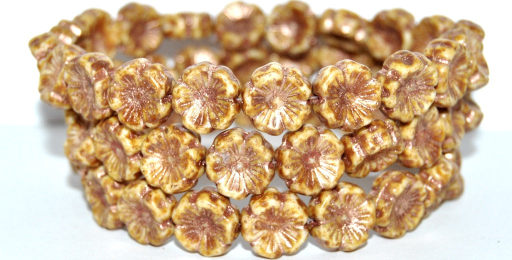 OUTLET 10克夏威夷花珠,14 x 14毫米,铜衬里洞石(86800-54200),玻璃,捷克共和国