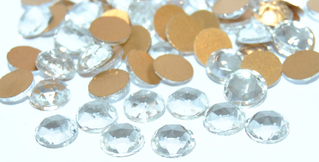 Round Flat Back Faceted Cabochon, Crystal Foiled (CRYSTAL-SIMILIZATION), Glass, Czech Republic ~ STRANDED
