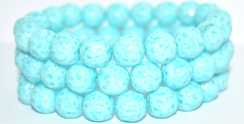 OUTLET 10克圆形压制玻璃珠,橙色水果图案,45932 x 毫米,10颗浅水蓝色(10-34308),玻璃材质,捷克共和国