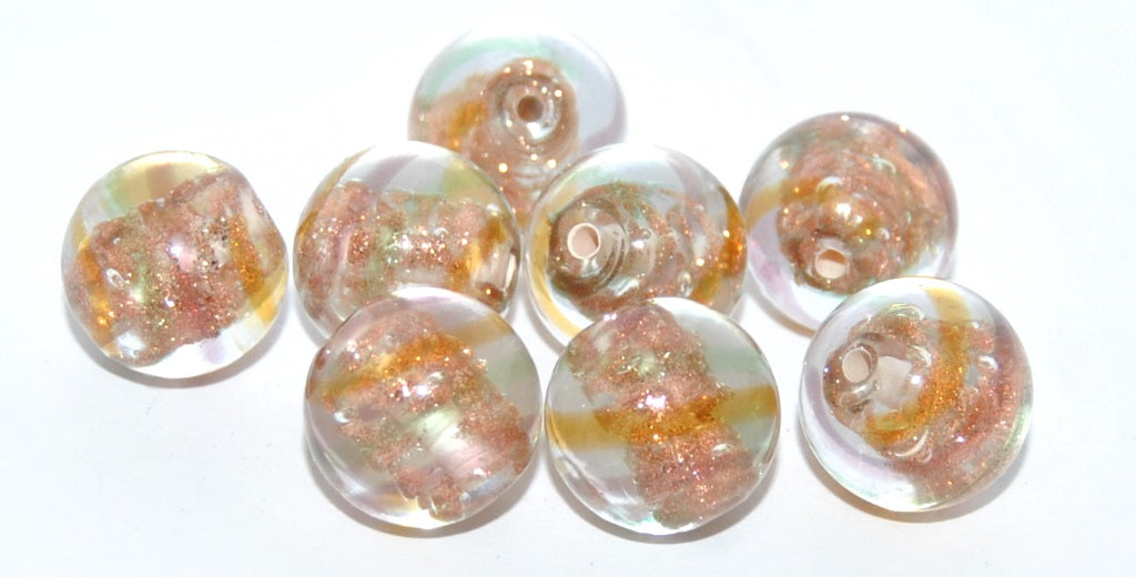 Czech Glass Hand Made Lampwork Beads Lines With Aventurine, L (L), Glass, Czech Republic