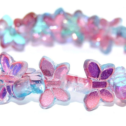 アウトレット 5グラム テーブルカットバタフライビーズ、20 x 12 mm、光沢のある赤青(48113)、ガラス、チェコ共和国