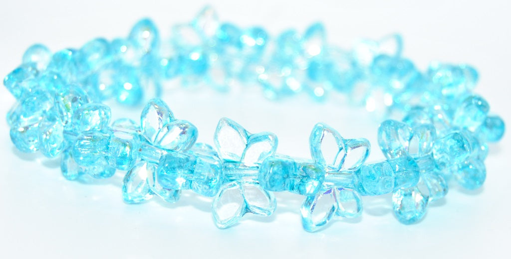 アウトレット 5グラム テーブルカットバタフライビーズ、20 x 12 mm、クリスタルライトアクアブルーAb(00030-34308-AB)、ガラス、チェコ共和国