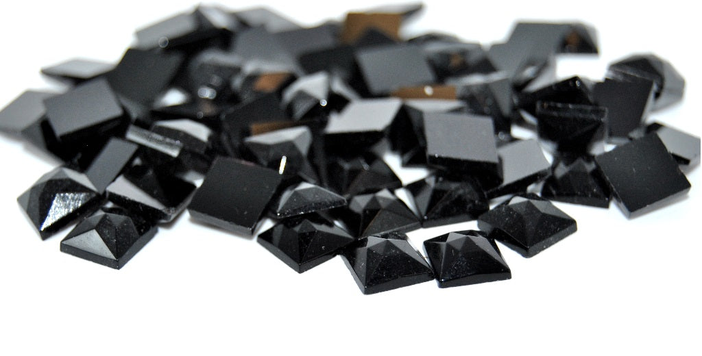 Square Flat Back Cabs, Black (23980), Glass, Czech Republic ~ STRANDED