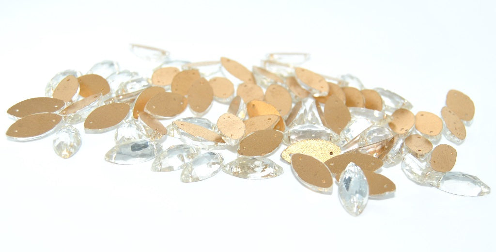 ガラスクリスタルラインストーン、縫い付け穴付き、ガラス、チェコ共和国