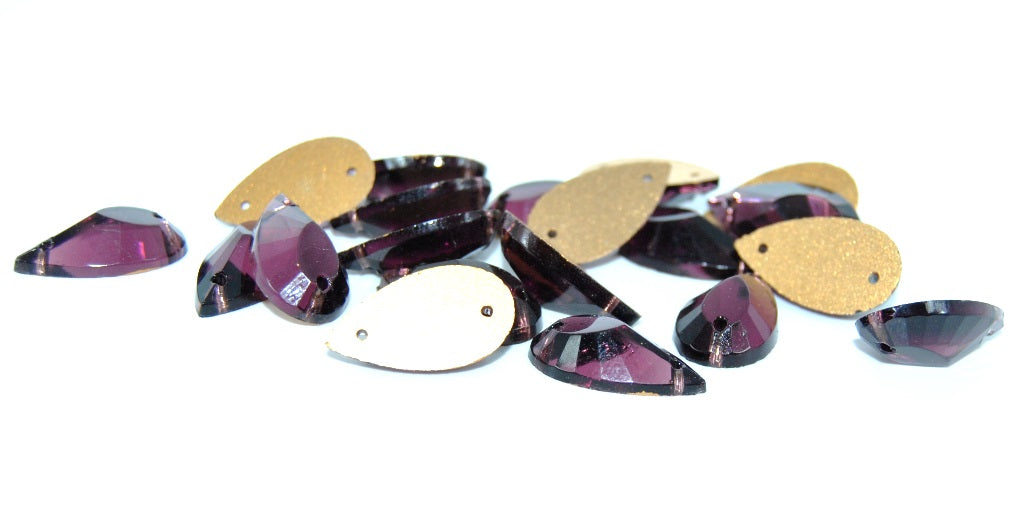 ガラスクリスタルラインストーン、縫い付け穴付き、ガラス、チェコ共和国