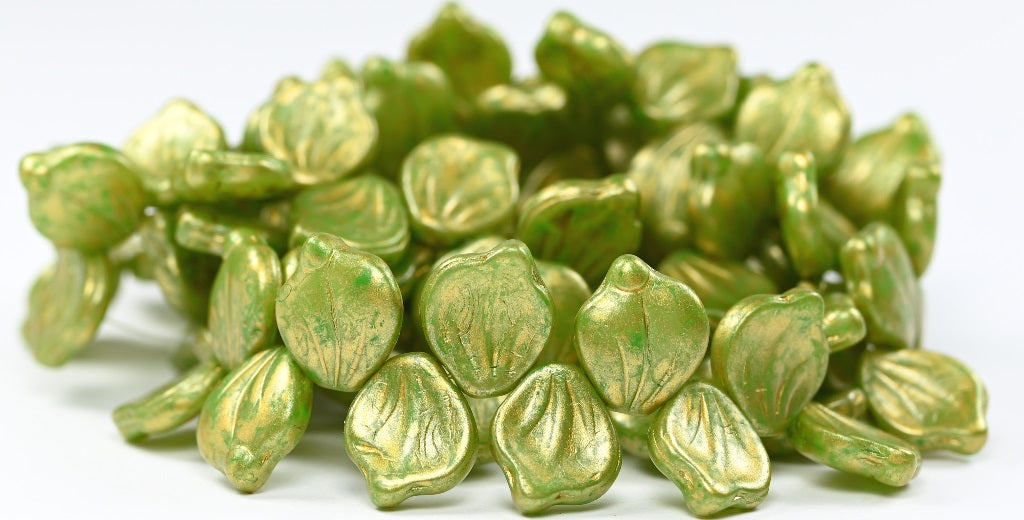 Leaf Petal Pressed Glass Beads, White 86720 84310 (02010-86720-84310), Glass, Czech Republic