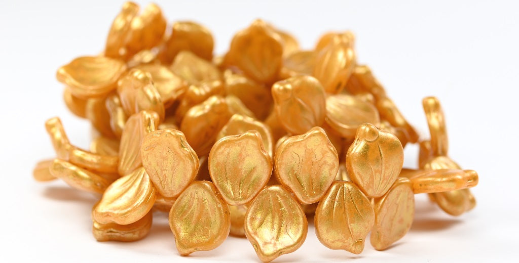 Leaf Petal Pressed Glass Beads, White 86720 84303 (02010-86720-84303), Glass, Czech Republic