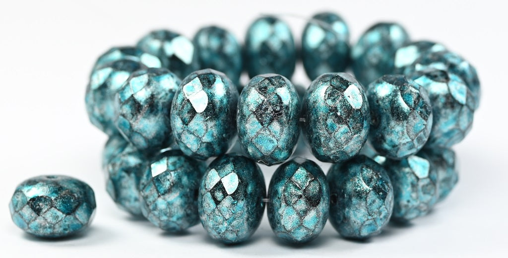 Faceted Special Cut Rondelle Fire Polished Beads, Black Hematite 34301 34308 (23980-14400-34301-34308), Glass, Czech Republic