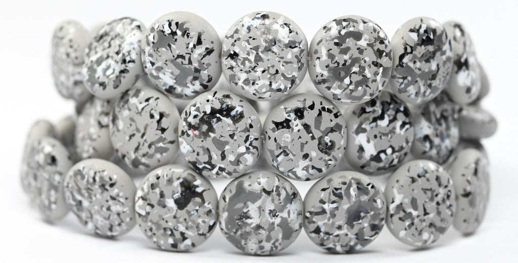 扁平圆形硬币压制玻璃珠,迷彩蓝色内衬 (CAMO-33202),玻璃,捷克共和国