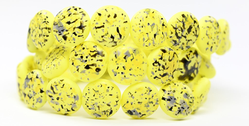 扁平圆形硬币压制玻璃珠,迷彩 33207 (CAMO-33207),玻璃,捷克共和国