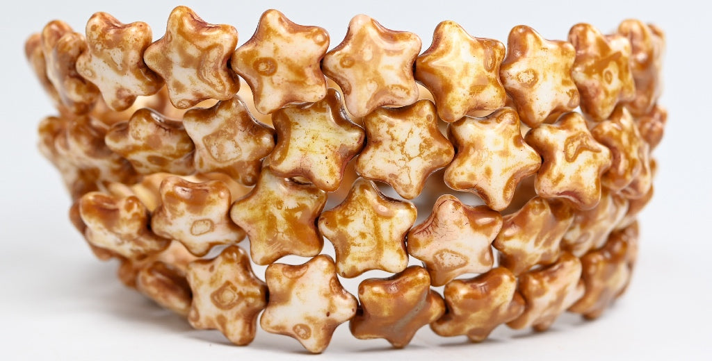 Pressed Beads, White Travertin (02010-86800), Glass, Czech Republic