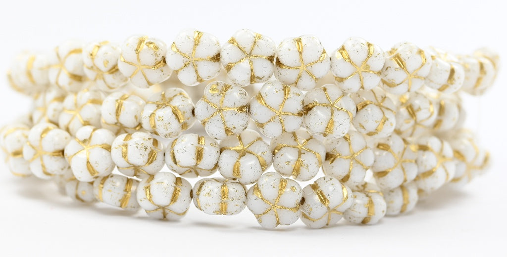 五瓣花压珠,白金内衬(02010-54202),玻璃,捷克共和国