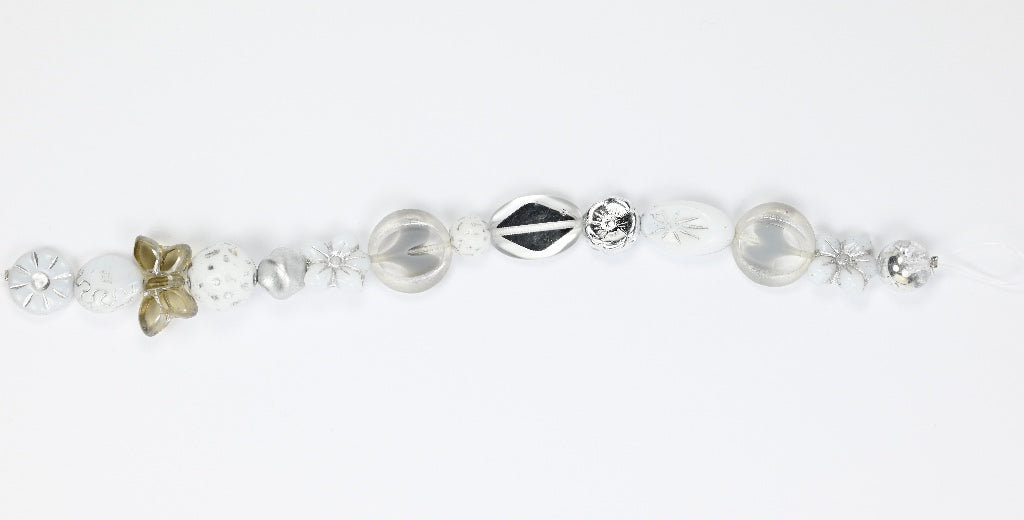 3個ストランドビーズミックスシルバー、ガラス、チェコ共和国