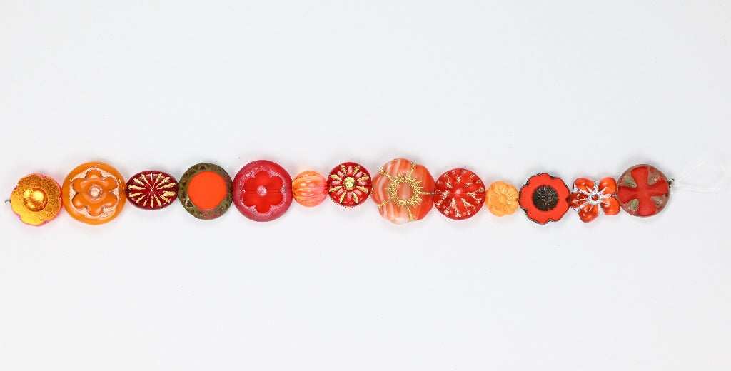 3 pcs Stranded Bead Mix Red, Glass, Czech Republic