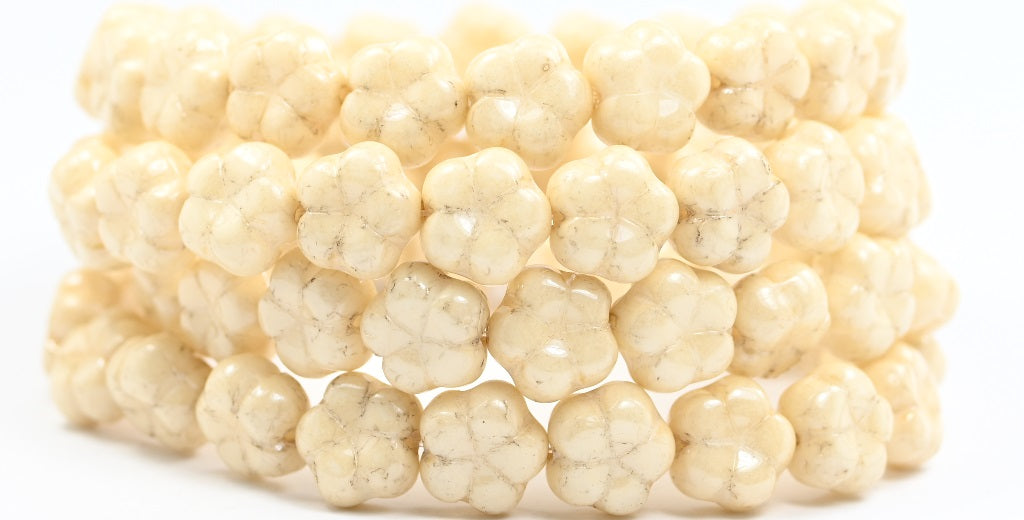 5枚の花びら押し花ビーズ、ホワイトラスターブラウンフルコーティング(02010-14413)、ガラス、チェコ共和国