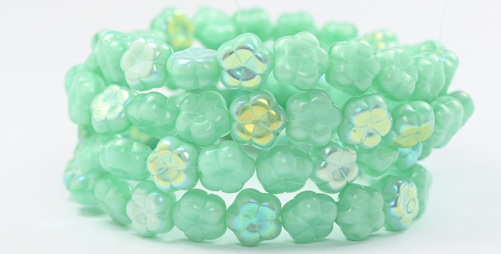 5枚の花びらの押し花ビーズ、銅線入りAB(54200-AB)、ガラス、チェコ共和国