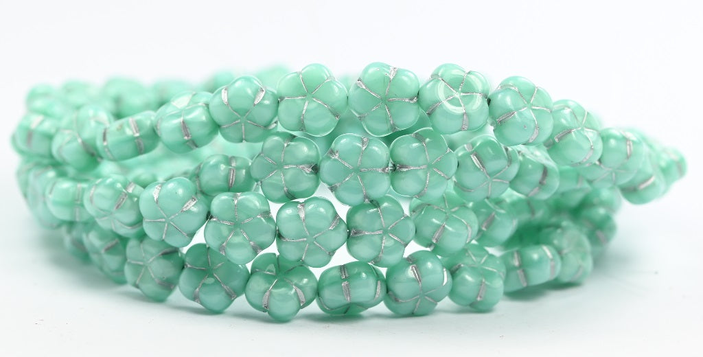 5 瓣花压珠,67514 银衬里 (67514-54201),玻璃,捷克共和国