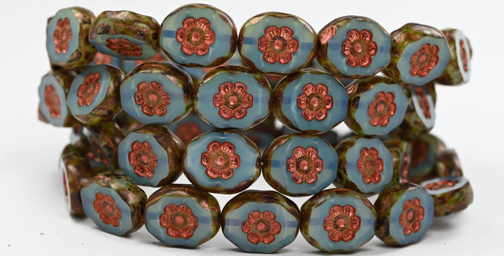 椭圆形桌切珠,镶嵌浮雕女士脸部,蛋白石水石灰华铜衬里 (61010-86800-55307),玻璃,捷克共和国