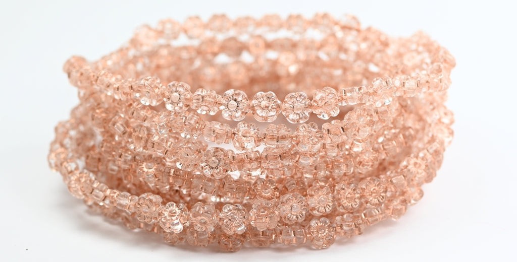 ハワイフラワー プレスガラスビーズ、クリスタル銅張り(00030-54200)、ガラス、チェコ共和国