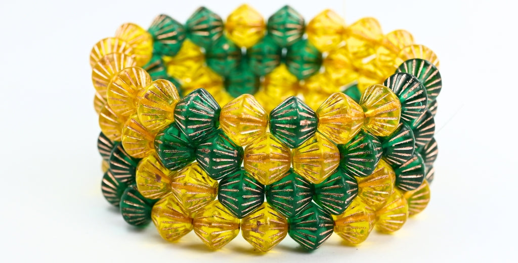 OUTLET 10 grams Bicone Beads, 10 x 10 mm, Color Mixed Colors 6 Copper Lined (COLOR-MIX-6-54200), Glass, Czech Republic