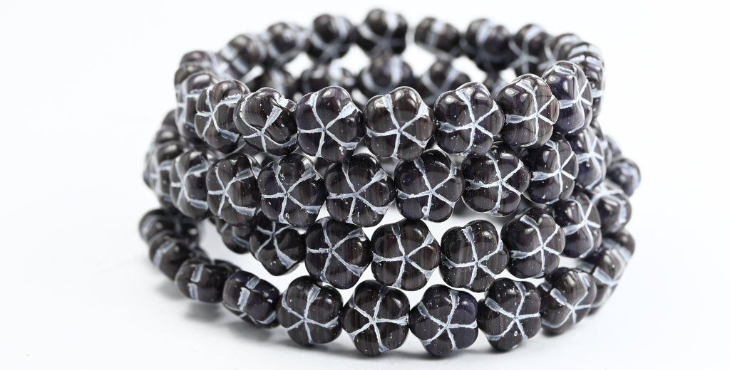 5枚の花びらの押し花ビーズ、13520色ミックス、シルバーライン入り(13520MIX-54201)、ガラス、チェコ共和国